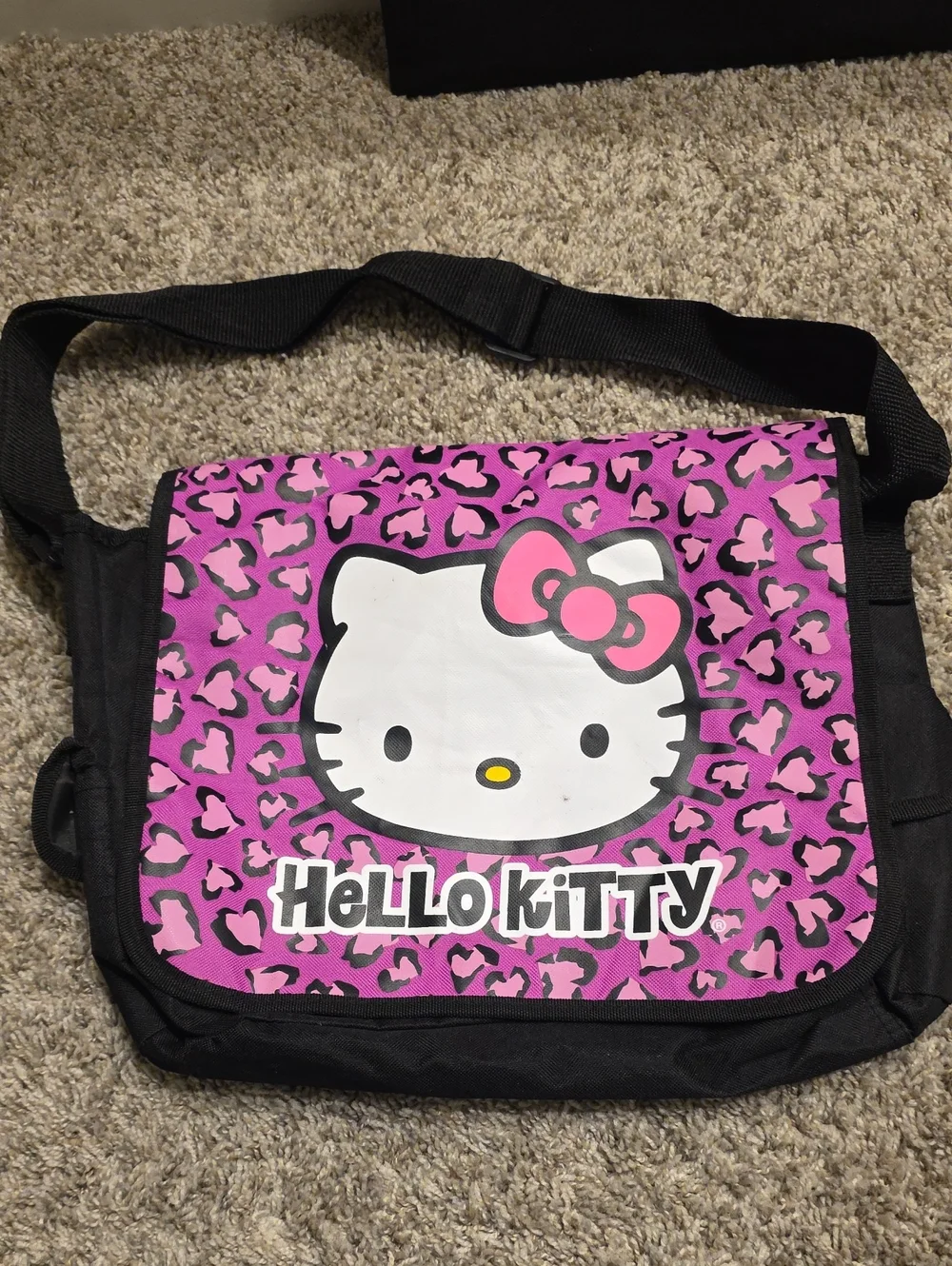 Hello Kitty Pink and Black Leopard-Print Kids Messenger Bag